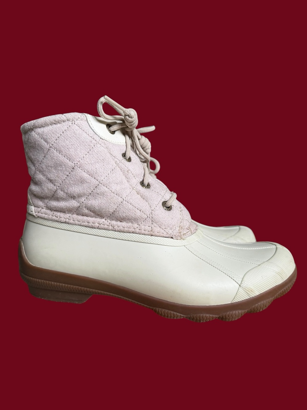 Sperry Top-Sider Syren Gulf Ivory Wool Quilted Duck Boots Cream Off-White Size 7